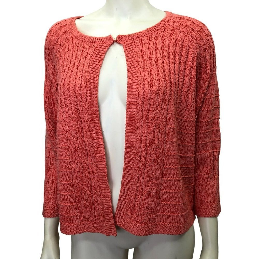 CALVIN KLEIN CARDIGAN 3/4 SLEEVE SWEATER LG